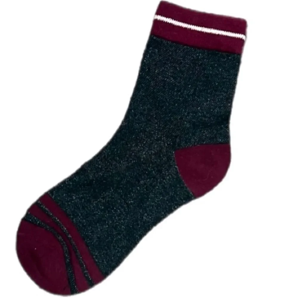 Victorias Secret PINK Extended Ankle Sock One Size Metallic gray burgundy 1 pair